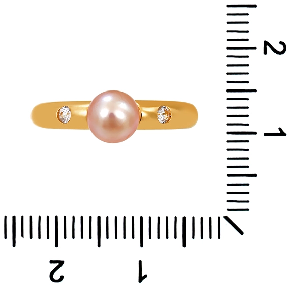 Ring, 18K, Gelbgold, Perle, Zirkonia