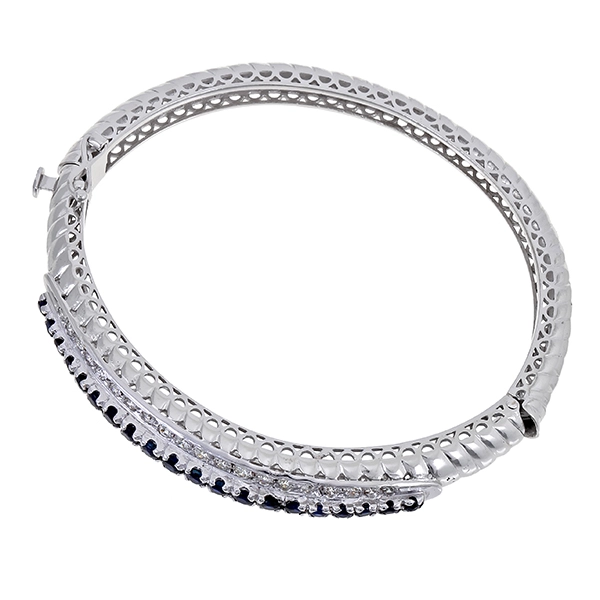 Armreif, 18K, Weißgold, Brillant, Saphir