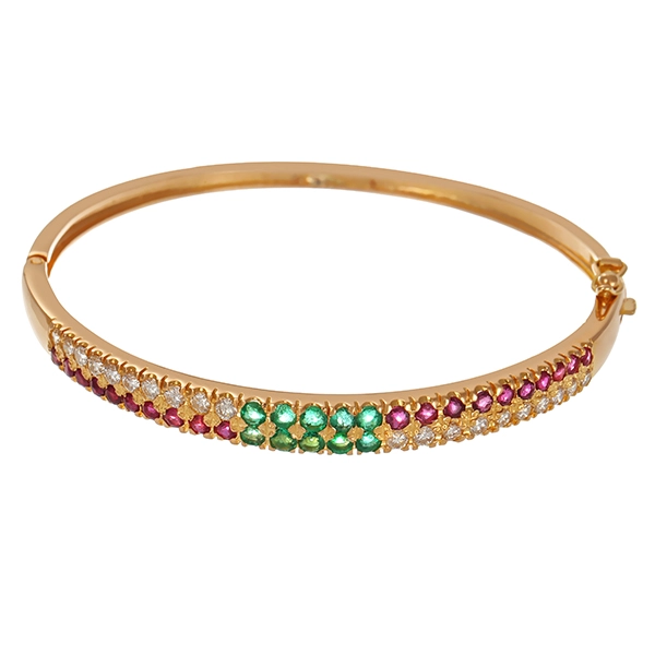 Armreif, 18K, Gelbgold, Brillant, Rubin, Smaragd