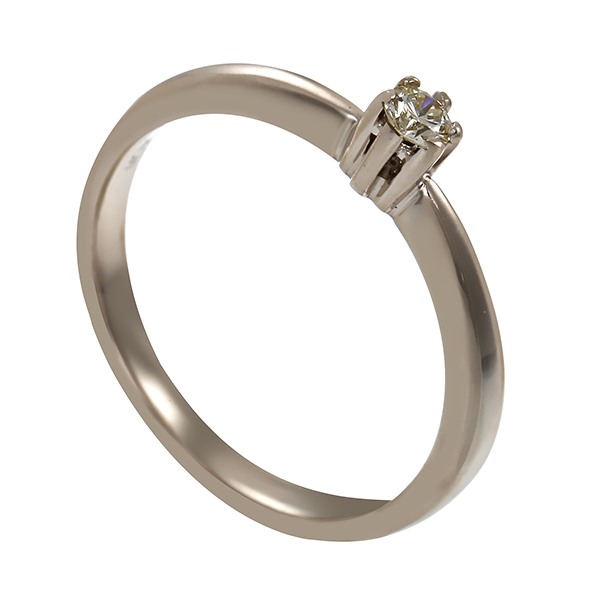 Ring, 14K, Weißgold, Brillant