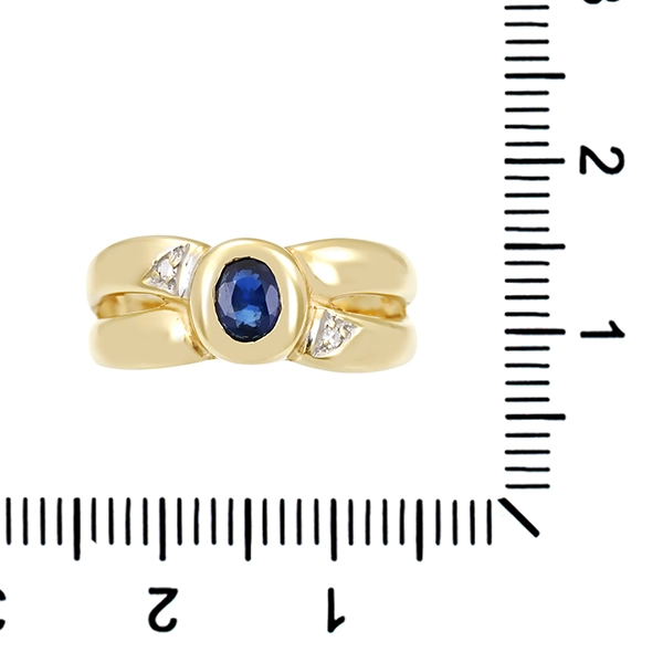 Ring, 14K, Gelbgold, Saphir, Diamanten