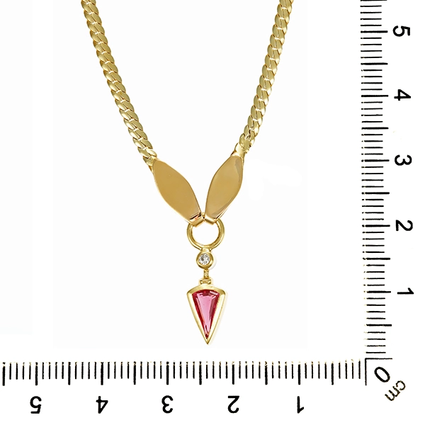 Collier, 14K, Gelbgold, Turmalin, Brillant