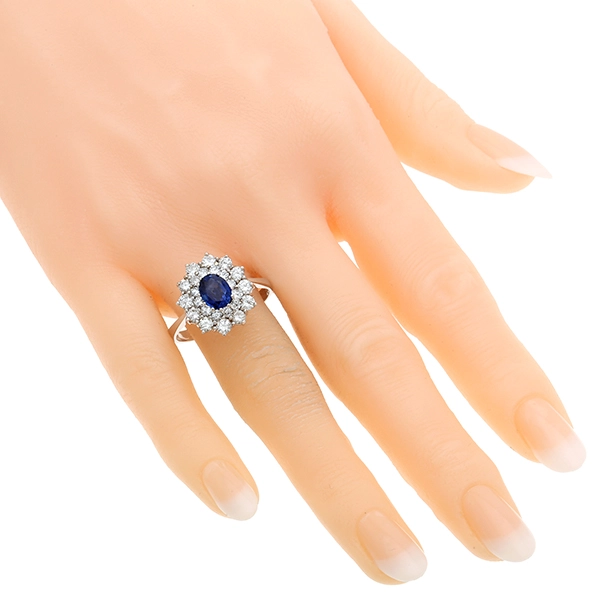 Ring, 14K, Weißgold, Saphir, Brillanten 1,80 ct