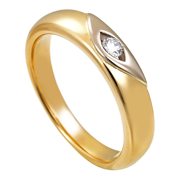 Diamantring, 14K, Gelb-/Weißgold, Brillant