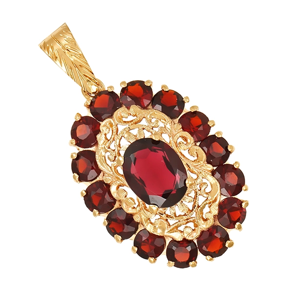 Anhänger, 14K, Gelbgold, Granat
