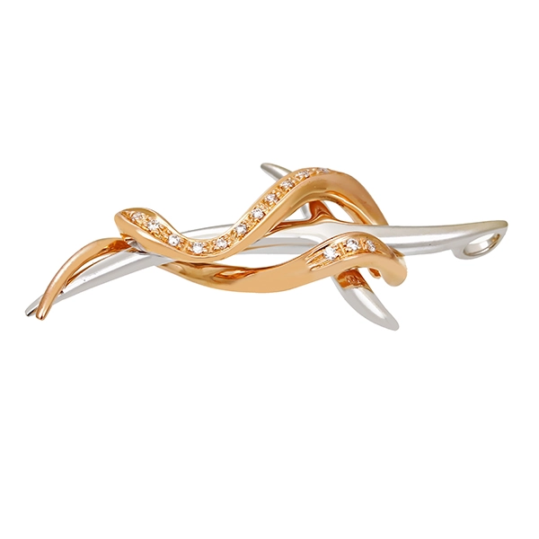 Anhänger, 18K, Weiß-/Rotgold, Brillanten, Kreuz