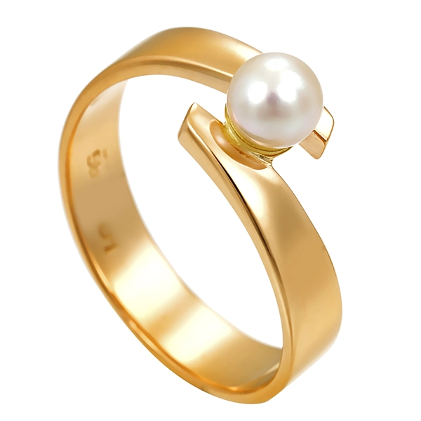 Ring, 14K, Gelbgold, Perle