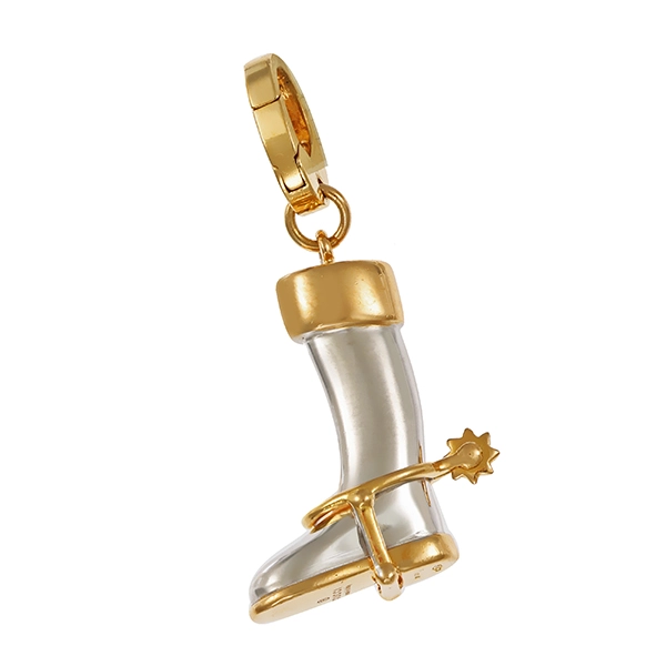 Anhänger, 18K, Gelb-/Weißgold, Cowboystiefel mit Sporn