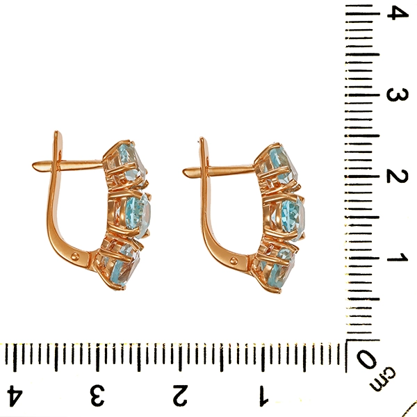 Steckhänger, 14K, Rotgold, Topas blau
