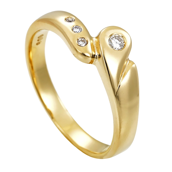 Diamantring, 14K, Gelbgold, Brillanten