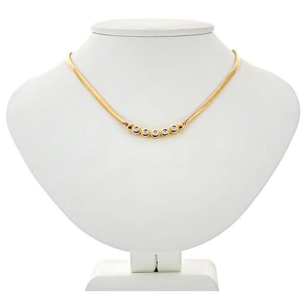 Collier, 14K, Gelbgold, Brillanten