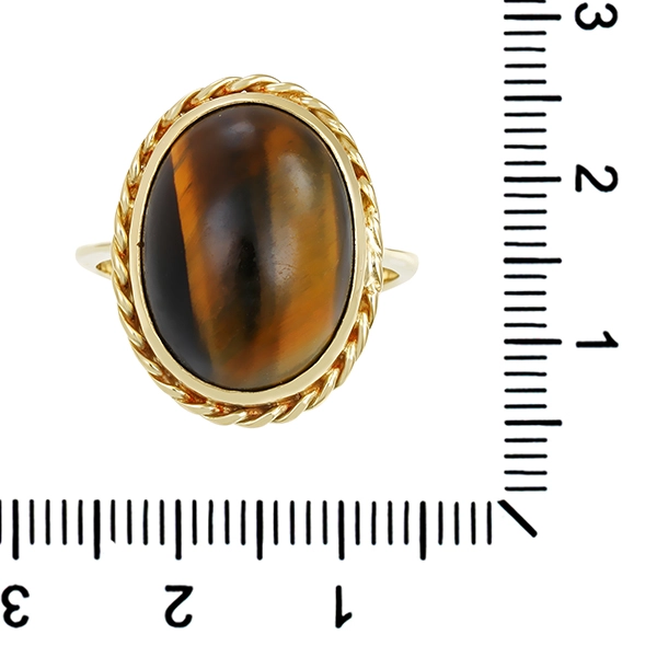 Ring, 14K, Gelbgold, Tigerauge