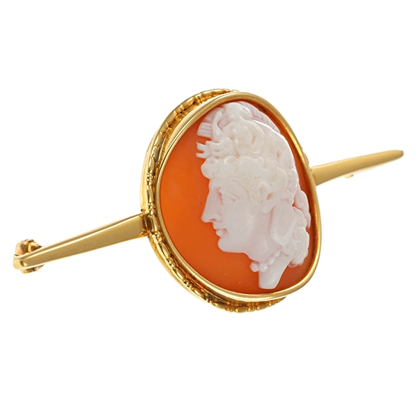 Brosche/Nadel, 14K, Gelbgold, Kamee