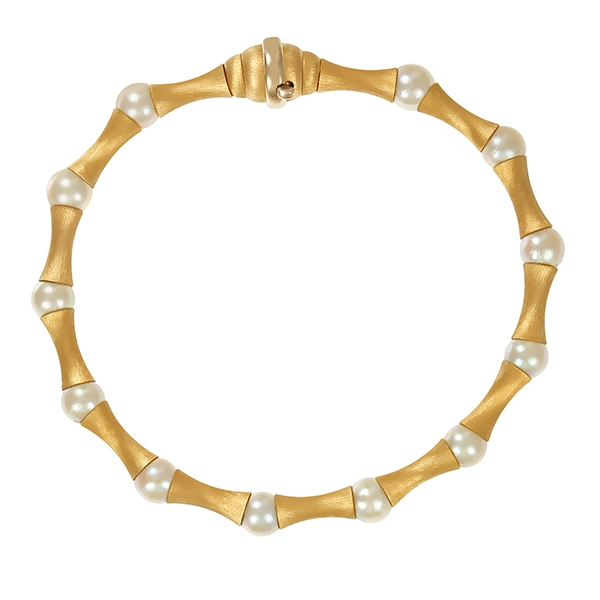 Armband, 14K, Gelbgold, Perle, L 20 cm
