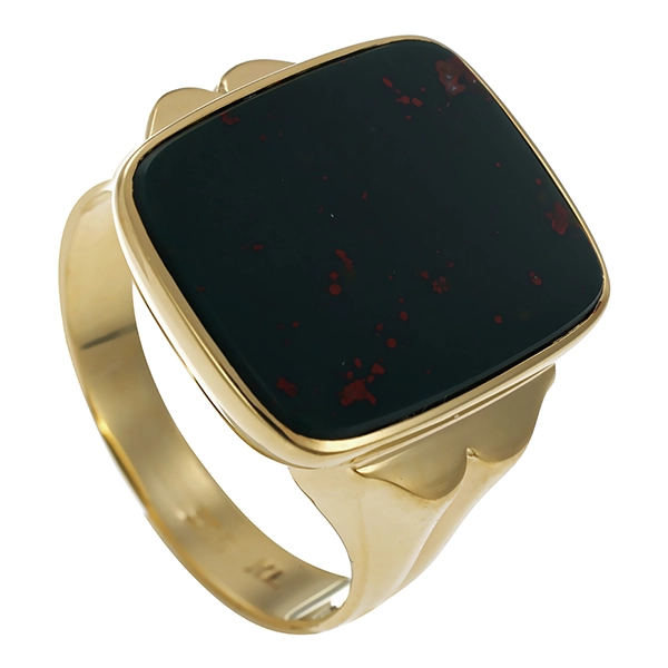 Herrenring, 14K, Gelbgold, Heliotrop