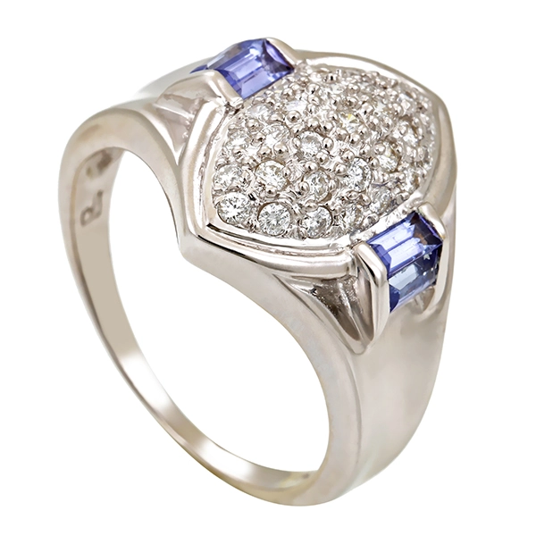Ring, 18K, Weißgold, Brillant, Tansanit