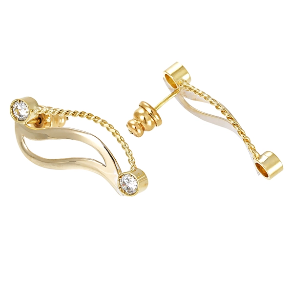 Steckhänger, 14K, Gelb-/Weißgold, Zirkonia