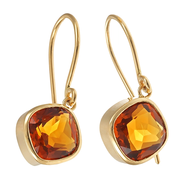 Ohrhänger, 14K, Gelbgold, Citrin