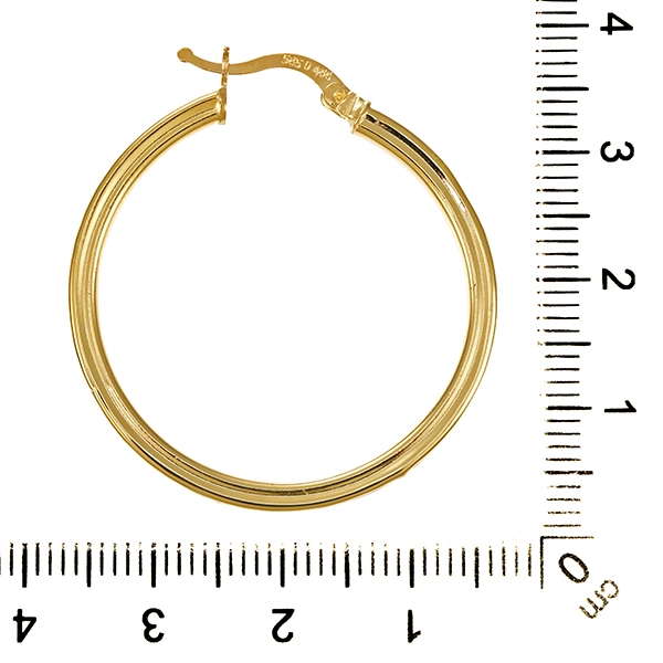 Creolen, 14K, Gelbgold, Schmuckstein, Zirkonia