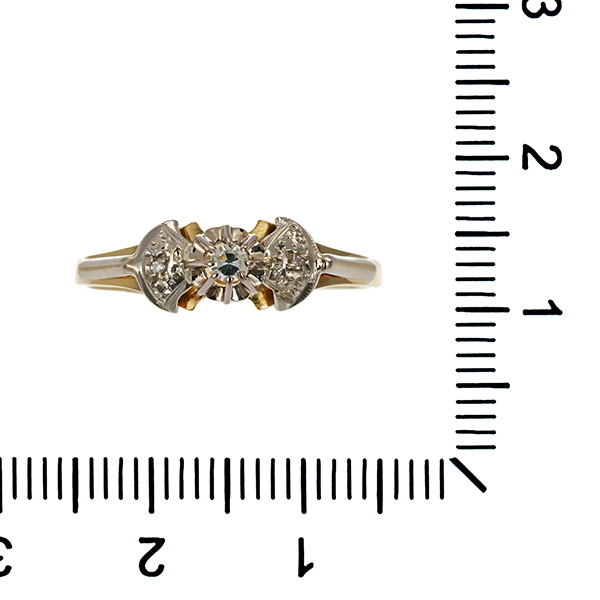Ring, 14K, Gelb-/Weißgold, Diamanten