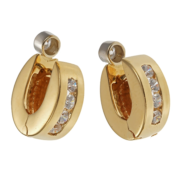 Creolen, 14K, Gelb-/Weißgold, Zirkonia