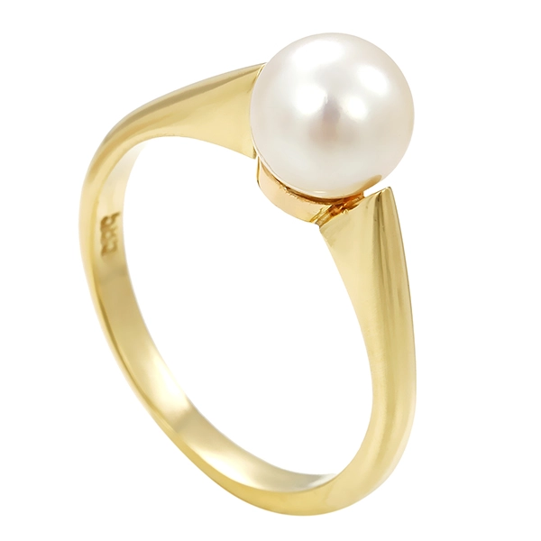 Ring, 14K, Gelbgold, Perle