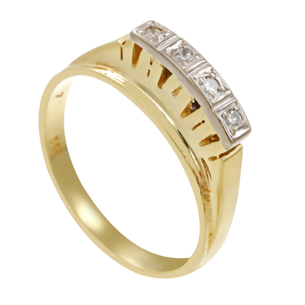 Diamantring, 14K, Gelb-/Weißgold, Diamanten