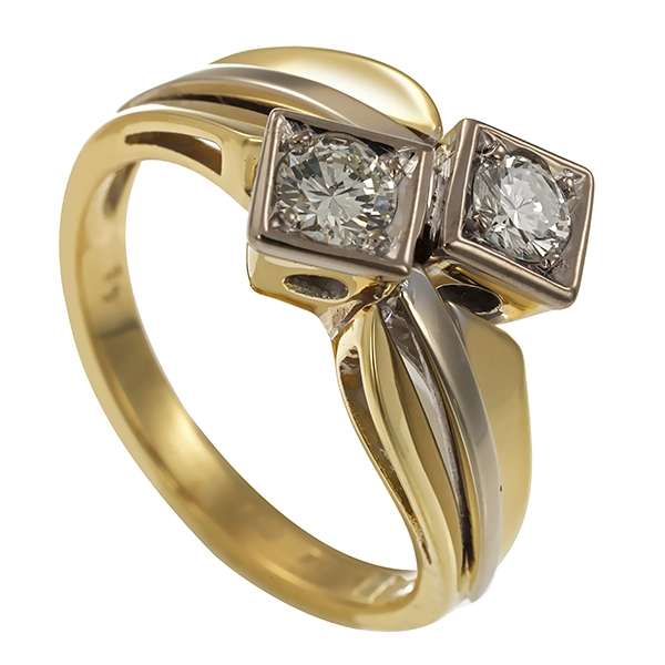 Diamantring, 14K, Gelb-/Weißgold, Brillanten 0,45 ct