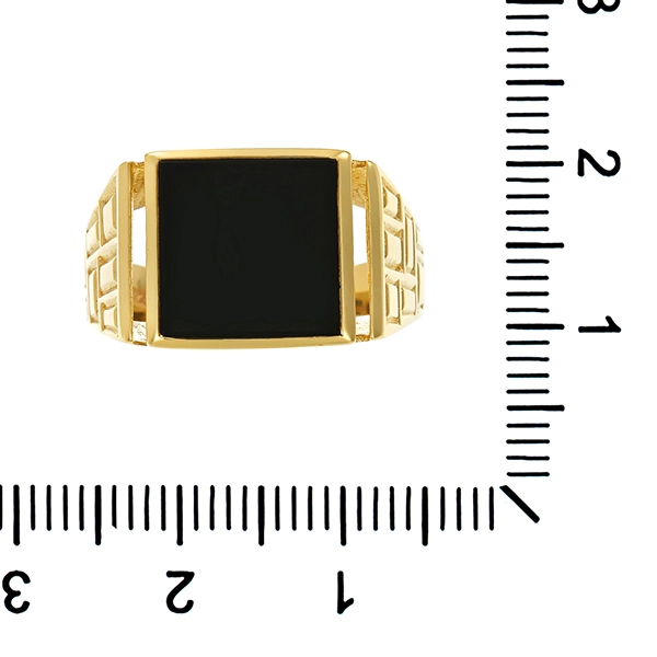 Herrenring, 8K, Gelbgold, Onyx