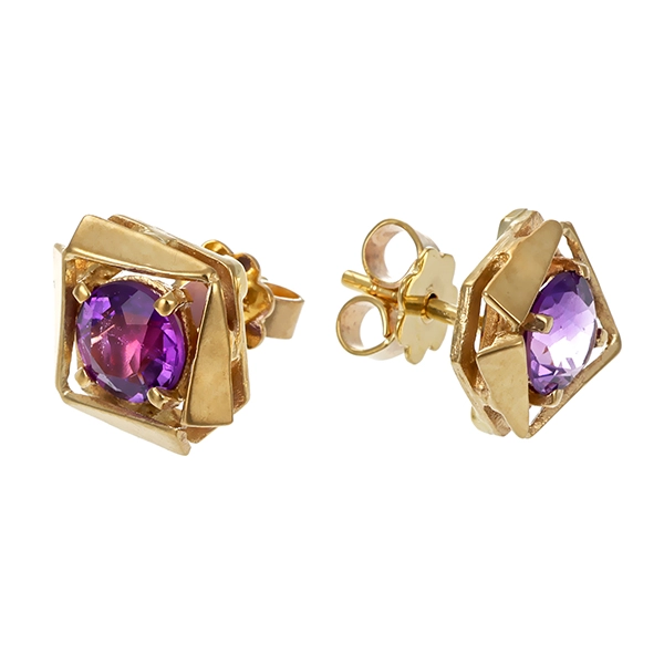 Ohrstecker, 8K, Gelbgold, Amethyst