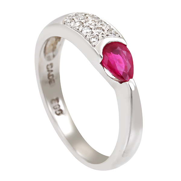 Ring, 14K, Weißgold, Rubin, Brillanten