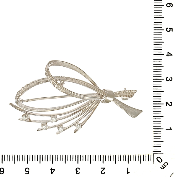 Brosche, 14K, Weißgold, Brillanten 0,15 ct