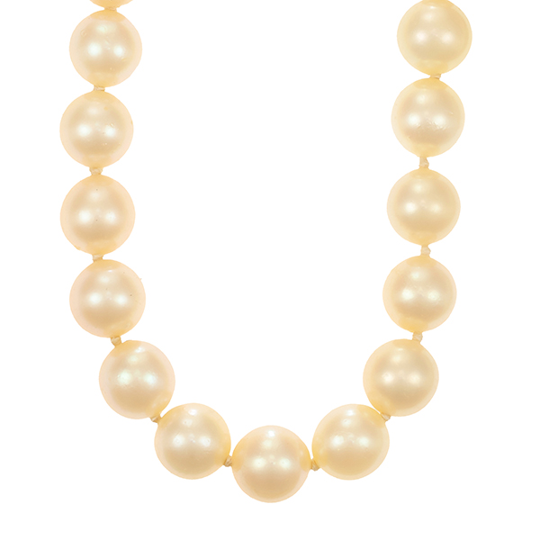 Perlenkette, 14K, Weißgold, Perlen