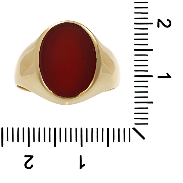Herrenring, 14K, Gelbgold, Karneol