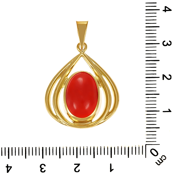 Anhänger, 8K, Gelbgold, Koralle