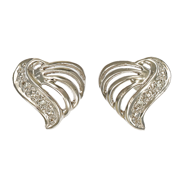 Ohrstecker, 8K, Weißgold, Diamant, Herz