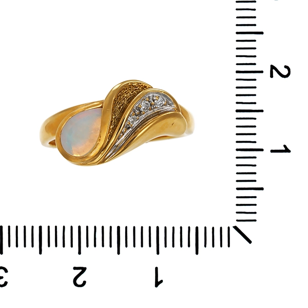 Ring, 18K, Gelbgold, Opal, Brillant
