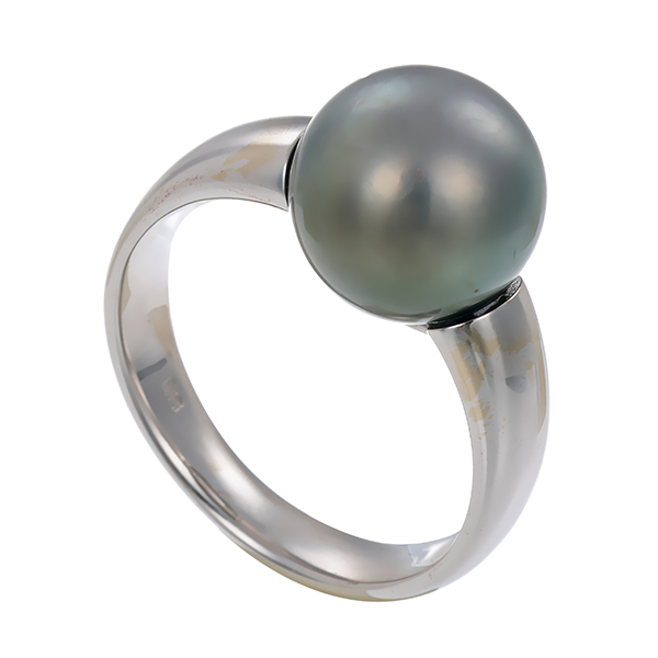 Ring, 14K, Weißgold, Perle