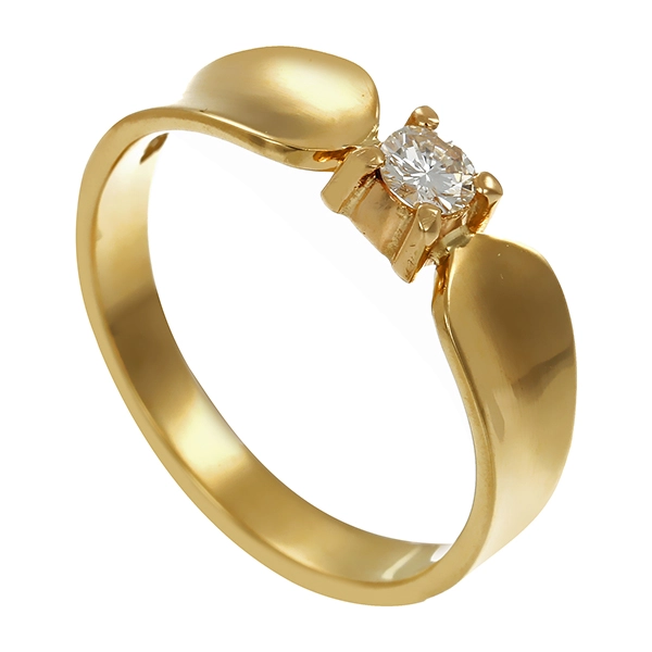 Diamantring, 14K, Gelbgold, Brillant 0,15 ct