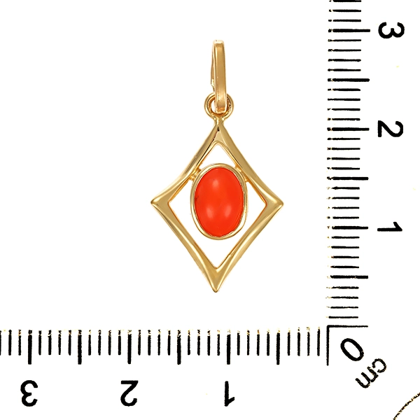 Anhänger, 14K, Gelbgold, Koralle