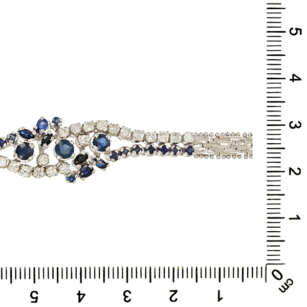 Armband, 18K, Weißgold, Saphir, Brillant