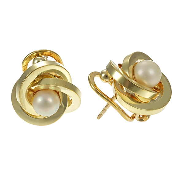 Clipsstecker, 14K, Gelbgold, Perlen, Knoten