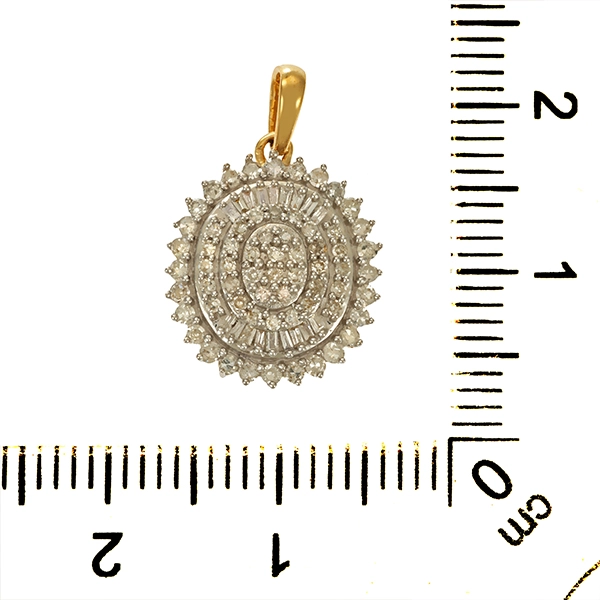 Anhänger, 14K, Gelb-/Weißgold, Diamanten