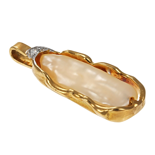 Anhänger, 14K, Gelbgold, Perle