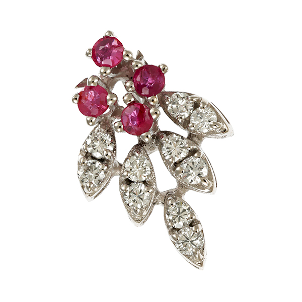 Anhänger, 14K, Weißgold, Rubine, Brillanten