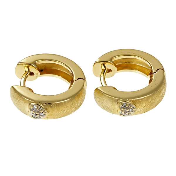 Creolen, 14K, Gelbgold, Diamanten