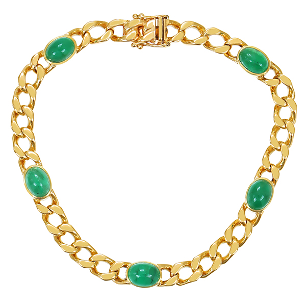 Armband, 14k, Gelbgold, Smaragd
