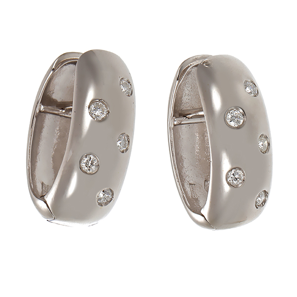 Creolen, 14K, Weißgold, Brillant