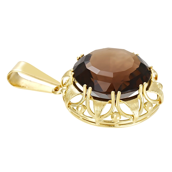 Anhänger, 14K, Gelbgold, Rauchquarz