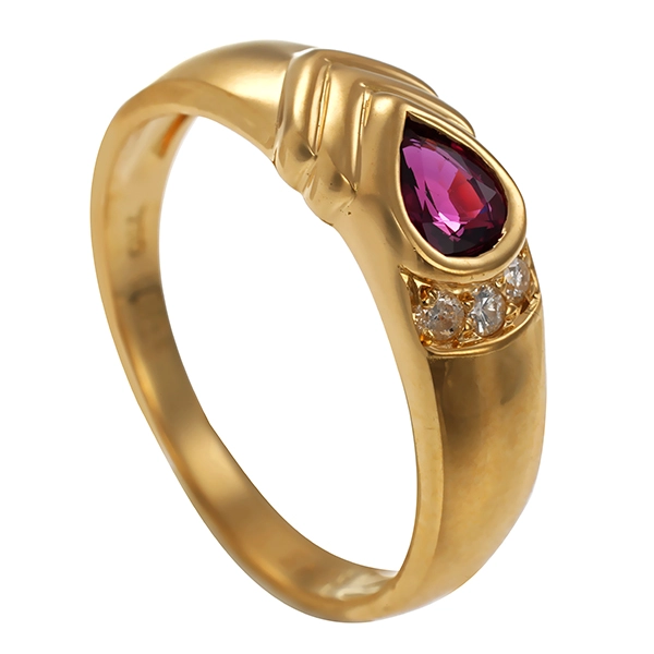 Ring, 18K, Gelbgold, Rubin, Brillant